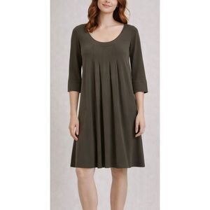 Splendid Y2K grey purple Pima cotton pleated scoop neck dress small
